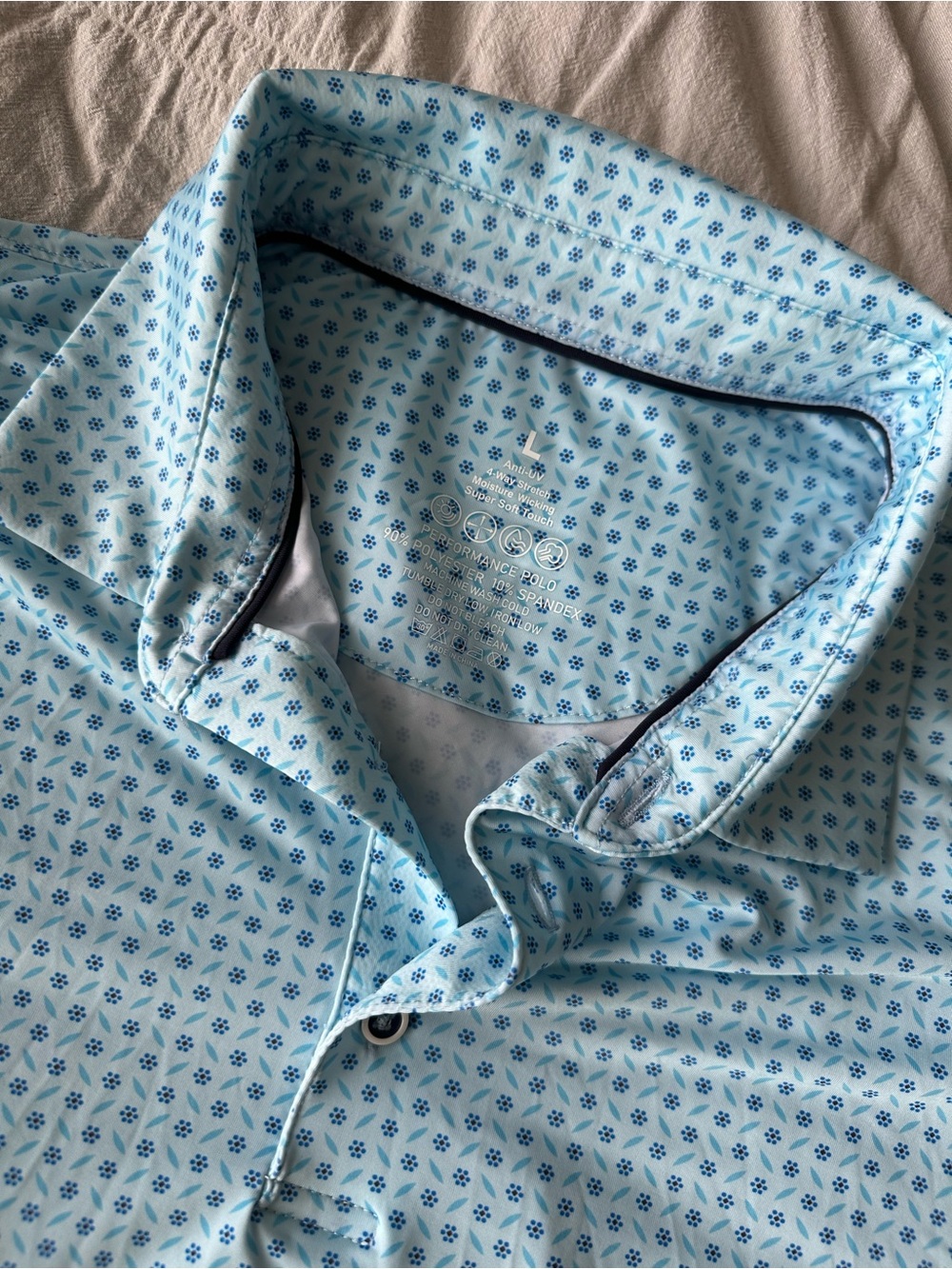 Amazon Light Blue Micro-Pattern Polo - Picture 2 of 4